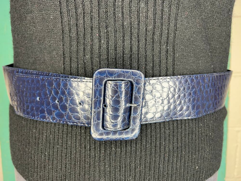 belt blue navy snakeskin pattern